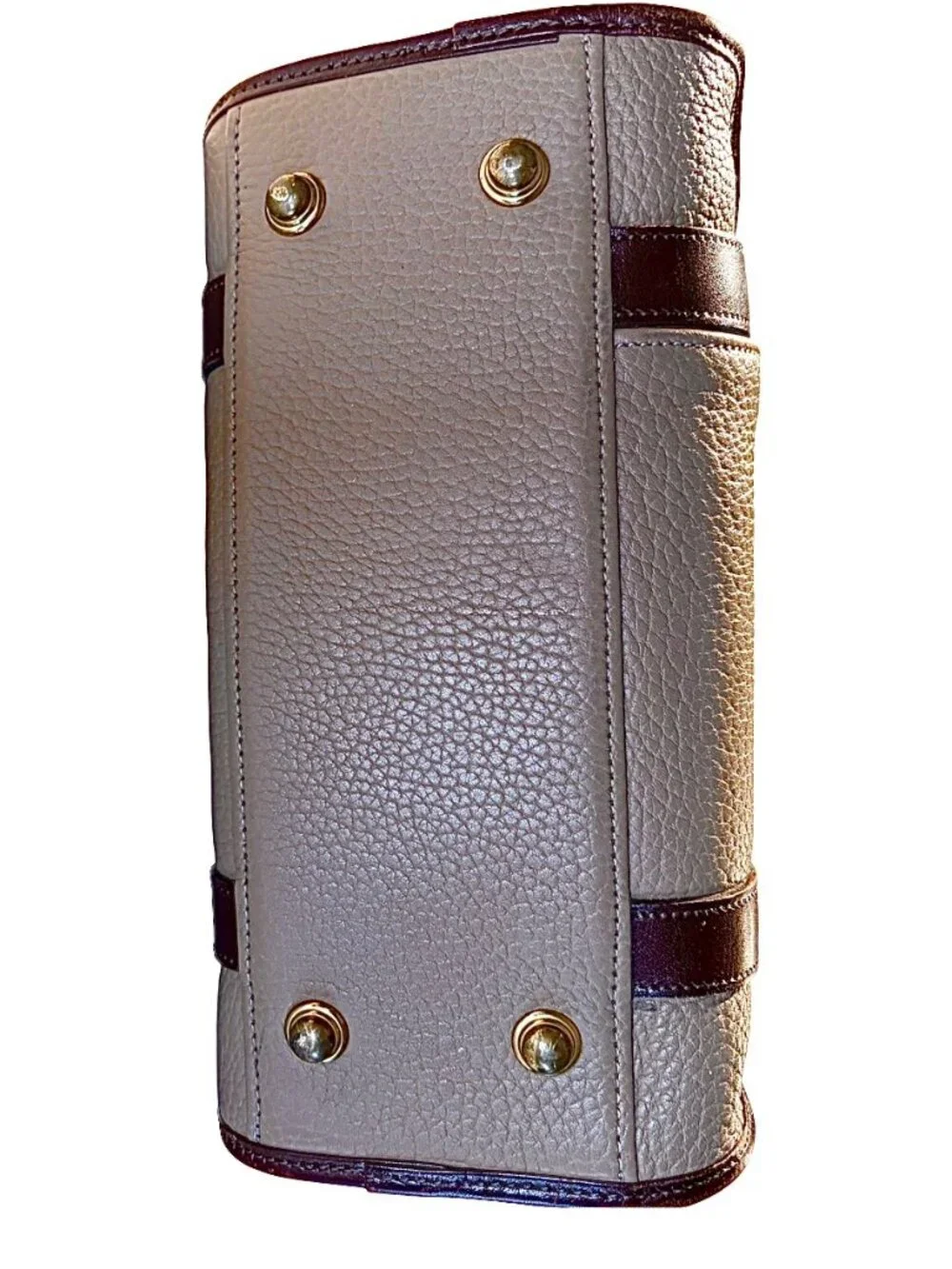 Dooney and Bourke Vintage All-Weather Leather Dark Chocolate and Taupe Satchel